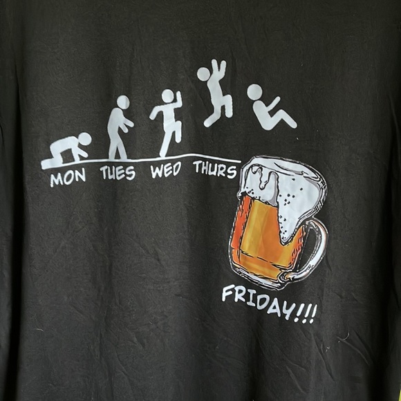 NWOT Black Stretchy Beer Party Weekend Short Sleeve Tee Shirt Size 2XL - Picture 2 of 3